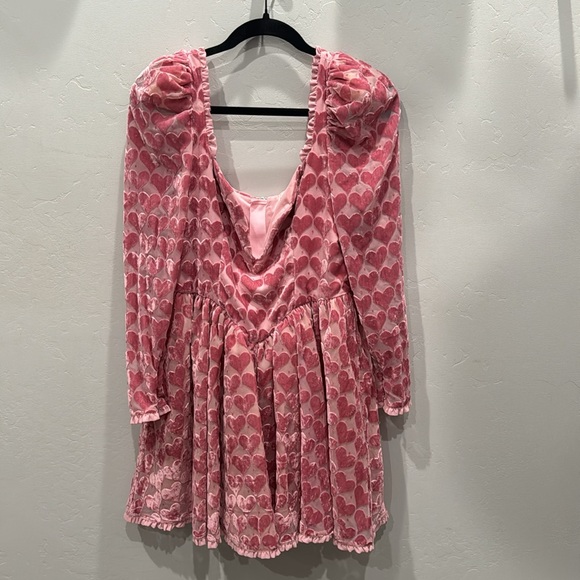 Pink Heart Patterned Women's Dress - Picture 2 of 3